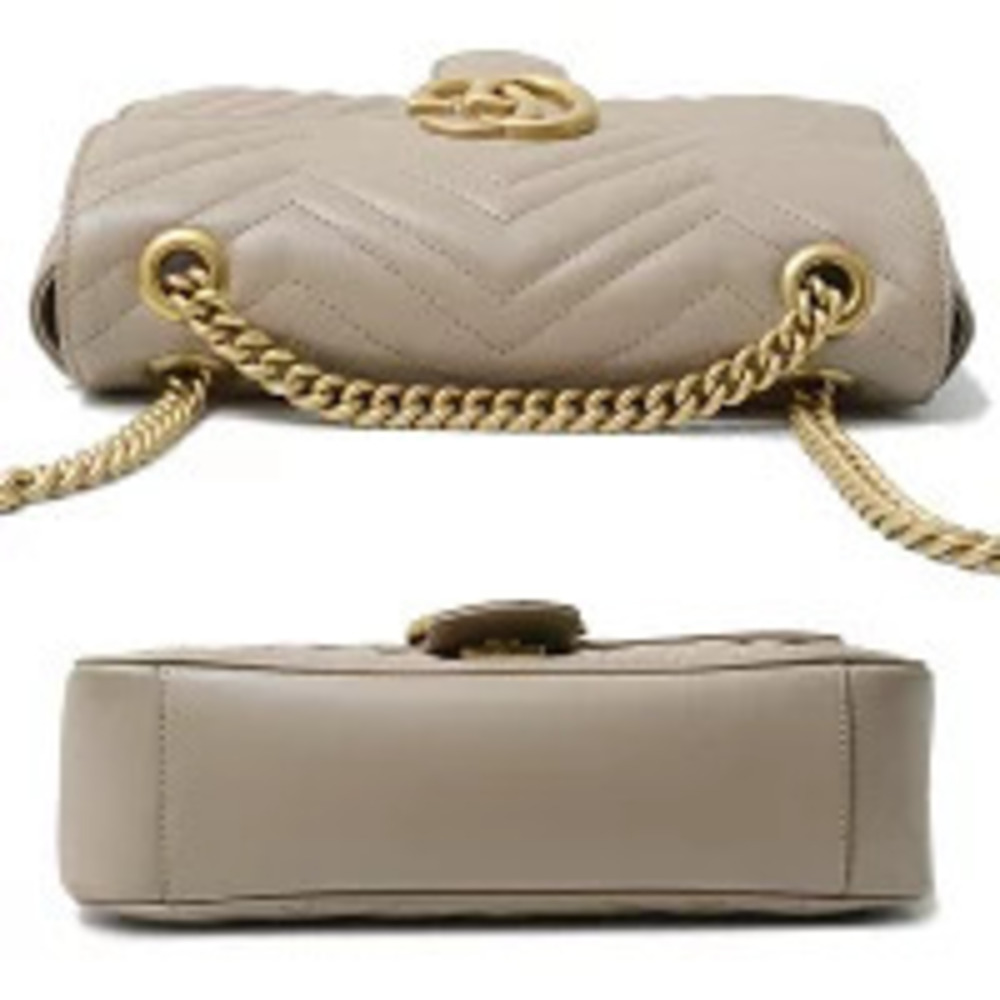 Gucci Chain Shoulder Bag GG Marmont Leather Beige - Picture 3 of 10